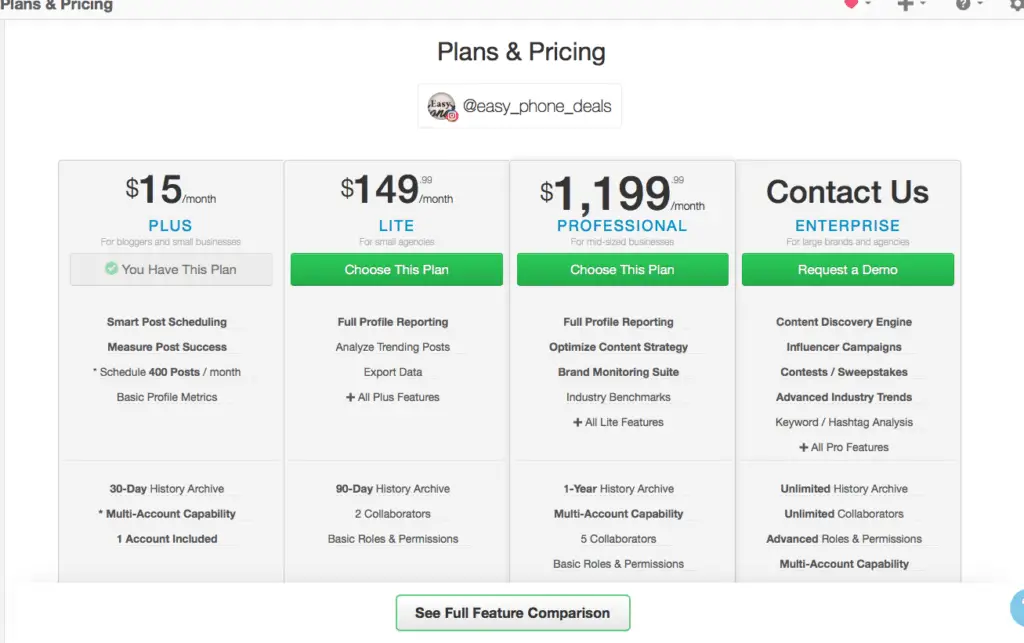 instagram pricing in tailwind