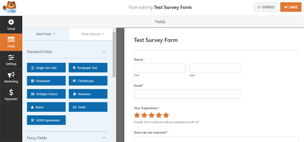 WPforms surveys -WPForms vs Contact forms 7 comparison