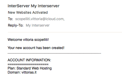 Interserver activation email