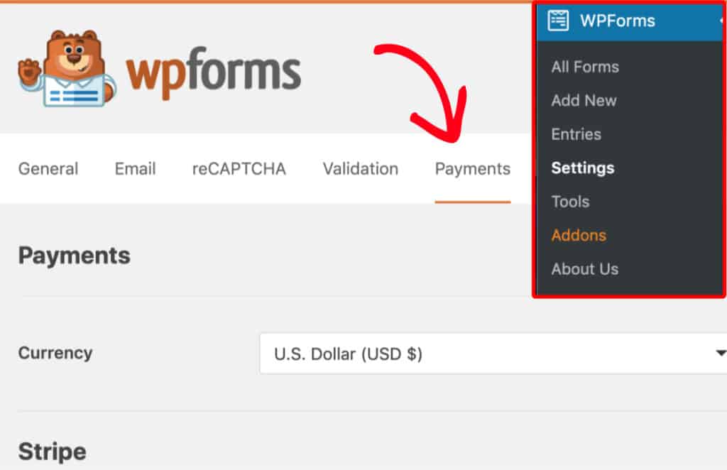 WPForms Stripe Payment addon