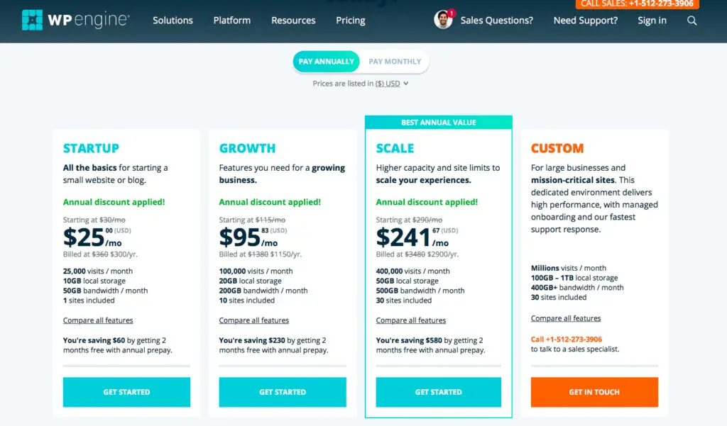 wp Engine price plan