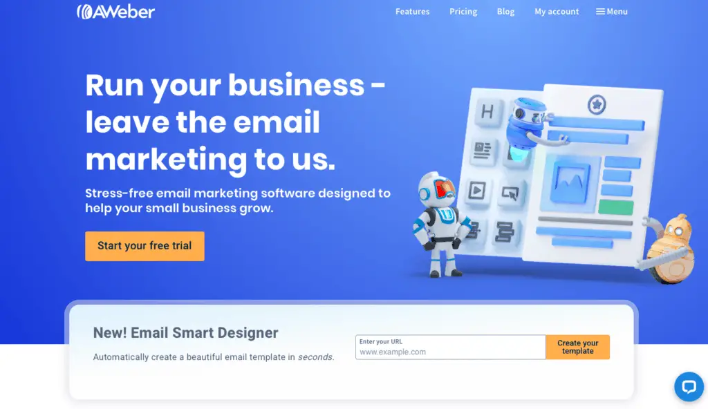 aweber email marketing home page