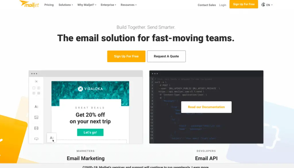 mailjet homepage - email marketing