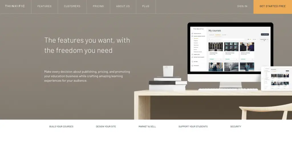 thinkific homepage - course platform