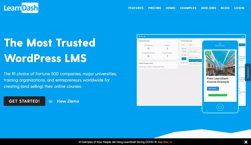 learndash homepage - online learning  platforms