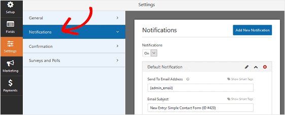 Notifications WPForms