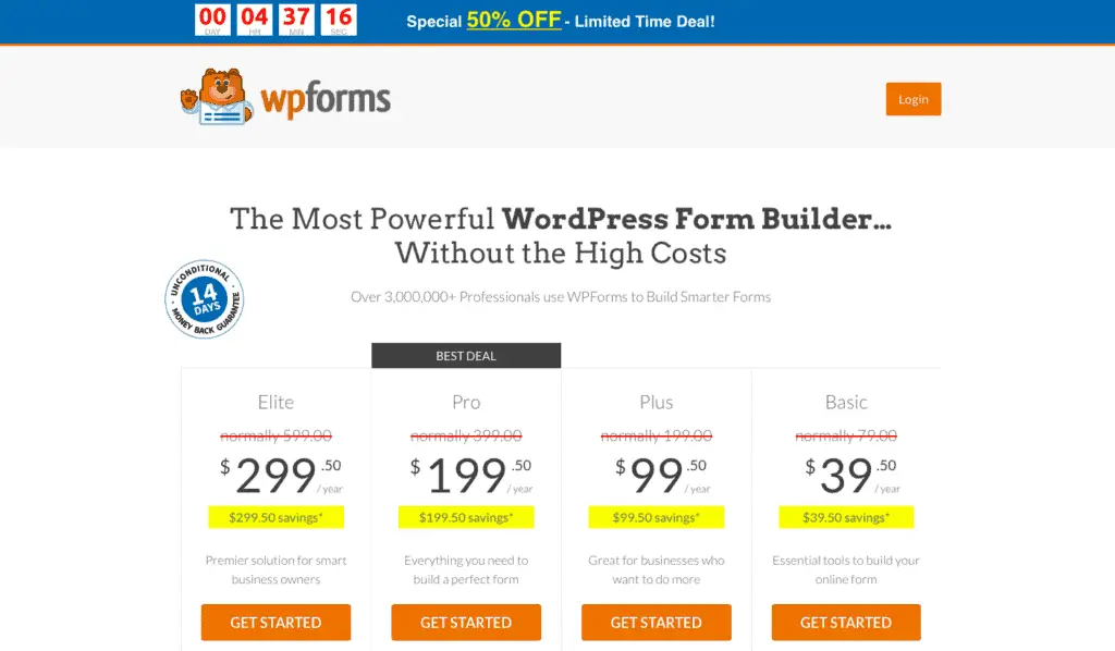 WPForms prices