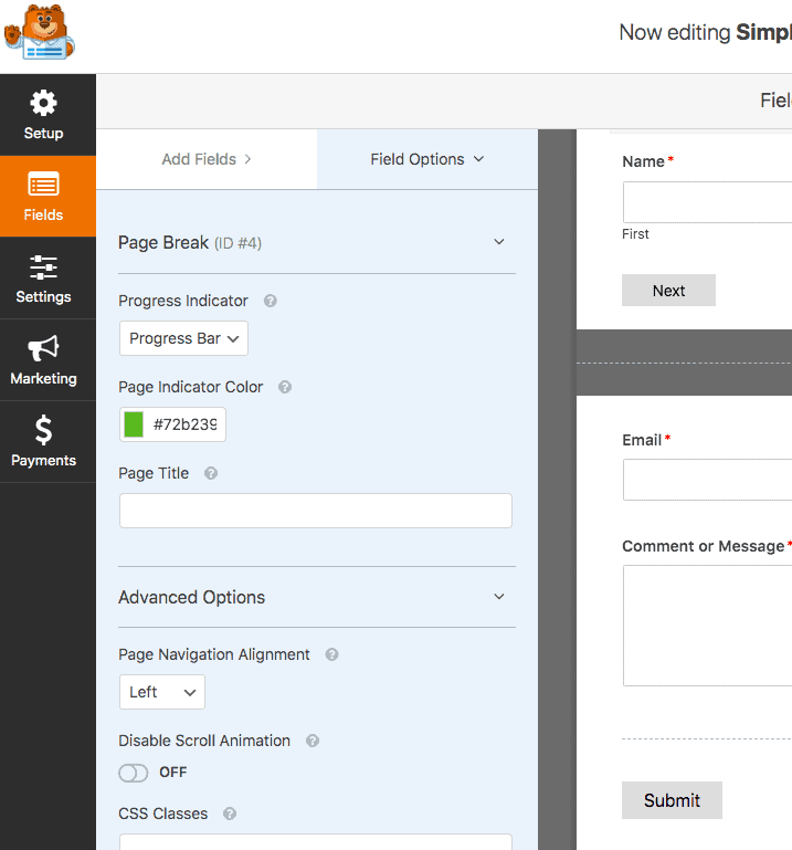 WPForms multi page form