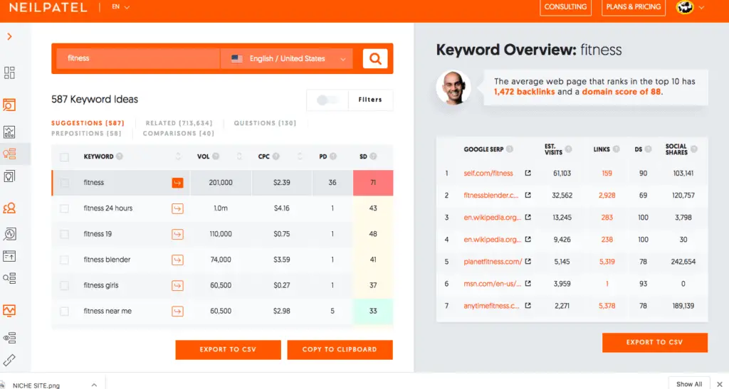 How to Rank a Website for a Competitive Niche - example of keywords research