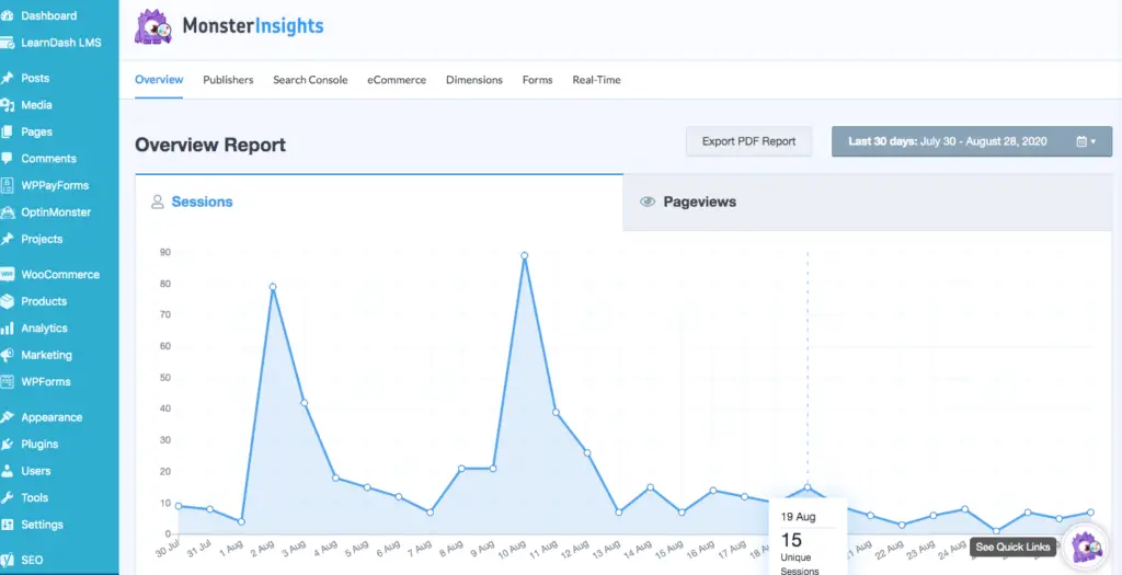 How to share Google analytics Reports - Monsterinsights dashboard