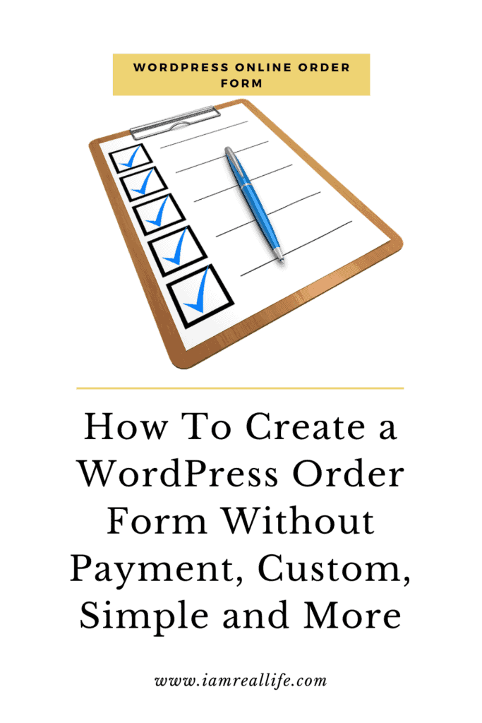 Pin for How to Create a WordPress Order Form without payments